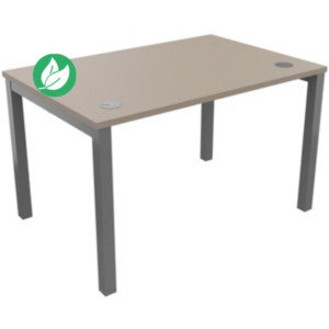 Bureau droit Burocolor avec obturateurs - L.120 x P.80 cm - Plateau Argile - Pieds Aluminium Bureau droit Burocolor avec obturateurs - L.120 x P.80 cm - Plateau Argile - Pieds Aluminium