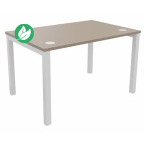 Bureau droit Burocolor avec obturateurs - L.120 x P.80 cm - Plateau Argile - Pieds Blanc Bureau droit Burocolor avec obturateurs - L.120 x P.80 cm - Plateau Argile - Pieds Blanc