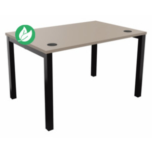 Bureau droit Burocolor avec obturateurs - L.120 x P.80 cm - Plateau Argile - Pieds Noir Bureau droit Burocolor avec obturateurs - L.120 x P.80 cm - Plateau Argile - Pieds Noir