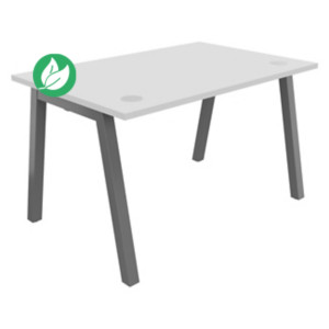 Bureau droit Burocolor A avec obturateurs - L.120 x P.80 cm - Plateau Blanc - Pieds Aluminium Bureau droit Burocolor A avec obturateurs - L.120 x P.80 cm - Plateau Blanc - Pieds Aluminium