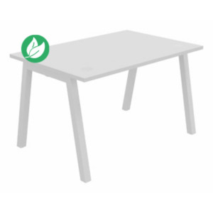 Bureau droit Burocolor A avec obturateurs - L.120 x P.80 cm - Plateau Blanc - Pieds Blanc Bureau droit Burocolor A avec obturateurs - L.120 x P.80 cm - Plateau Blanc - Pieds Blanc