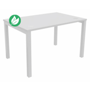 Bureau droit Burocolor avec obturateurs - L.120 x P.80 cm - Plateau Blanc - Pieds Blanc