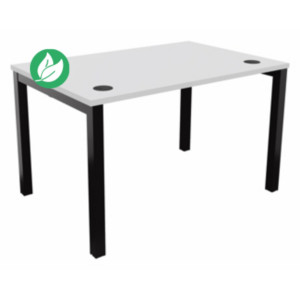 Bureau droit Burocolor avec obturateurs - L.120 x P.80 cm - Plateau Blanc - Pieds Noir Bureau droit Burocolor avec obturateurs - L.120 x P.80 cm - Plateau Blanc - Pieds Noir