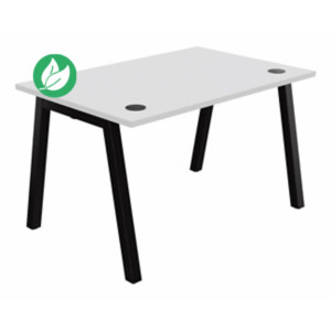 Bureau droit Burocolor A avec obturateurs - L.120 x P.80 cm - Plateau Blanc - Pieds Noir Bureau droit Burocolor A avec obturateurs - L.120 x P.80 cm - Plateau Blanc - Pieds Noir