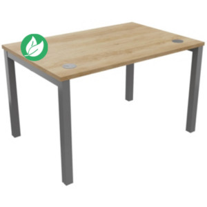 Bureau droit Burocolor avec obturateurs - L.120 x P.80 cm - Plateau Chêne Nebraska - Pieds Aluminium Bureau droit Burocolor avec obturateurs - L.120 x P.80 cm - Plateau Chêne Nebraska - Pieds Aluminium