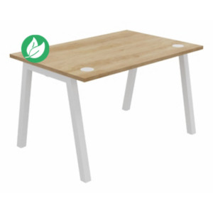 Bureau droit Burocolor A avec obturateurs - L.120 x P.80 cm - Plateau Chêne Nebraska - Pieds Blanc Bureau droit Burocolor A avec obturateurs - L.120 x P.80 cm - Plateau Chêne Nebraska - Pieds Blanc