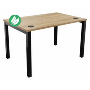 Bureau droit Burocolor avec obturateurs - L.120 x P.80 cm - Plateau Chêne Nebraska - Pieds Noir Bureau droit Burocolor avec obturateurs - L.120 x P.80 cm - Plateau Chêne Nebraska - Pieds Noir