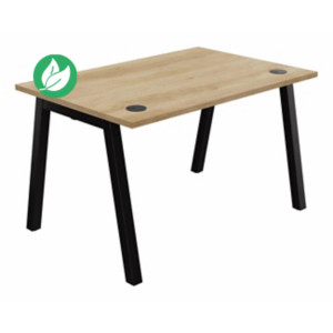 Bureau droit Burocolor A avec obturateurs - L.120 x P.80 cm - Plateau Chêne Nebraska - Pieds Noir Bureau droit Burocolor A avec obturateurs - L.120 x P.80 cm - Plateau Chêne Nebraska - Pieds Noir