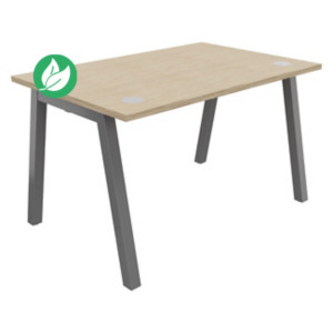 Bureau droit Burocolor A avec obturateurs - L.120 x P.80 cm - Plateau Chêne - Pieds Aluminium Bureau droit Burocolor A avec obturateurs - L.120 x P.80 cm - Plateau Chêne - Pieds Aluminium