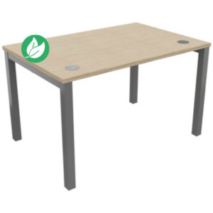 Bureau droit Burocolor avec obturateurs - L.120 x P.80 cm - Plateau Chêne - Pieds Aluminium Bureau droit Burocolor avec obturateurs - L.120 x P.80 cm - Plateau Chêne - Pieds Aluminium