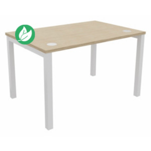Bureau droit Burocolor avec obturateurs - L.120 x P.80 cm - Plateau Chêne - Pieds Blanc Bureau droit Burocolor avec obturateurs - L.120 x P.80 cm - Plateau Chêne - Pieds Blanc