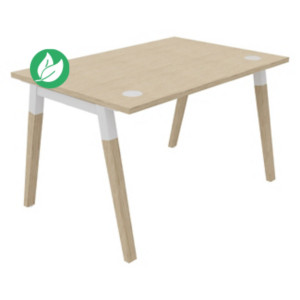 Bureau droit Burocolor A avec obturateurs - L.120 x P.80 cm - Plateau Chêne - Pieds Bois/Blanc Bureau droit Burocolor A avec obturateurs - L.120 x P.80 cm - Plateau Chêne - Pieds Bois/Blanc
