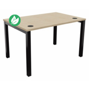 Bureau droit Burocolor avec obturateurs - L.120 x P.80 cm - Plateau Chêne - Pieds Noir Bureau droit Burocolor avec obturateurs - L.120 x P.80 cm - Plateau Chêne - Pieds Noir