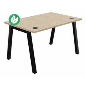 Bureau droit Burocolor A avec obturateurs - L.120 x P.80 cm - Plateau Chêne - Pieds Noir Bureau droit Burocolor A avec obturateurs - L.120 x P.80 cm - Plateau Chêne - Pieds Noir