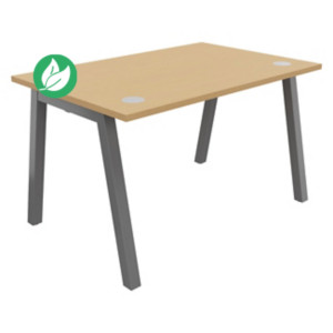 Bureau droit Burocolor A avec obturateurs - L.120 x P.80 cm - Plateau Hêtre - Pieds Aluminium Bureau droit Burocolor A avec obturateurs - L.120 x P.80 cm - Plateau Hêtre - Pieds Aluminium