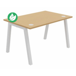 Bureau droit Burocolor A avec obturateurs - L.120 x P.80 cm - Plateau Hêtre - Pieds Blanc Bureau droit Burocolor A avec obturateurs - L.120 x P.80 cm - Plateau Hêtre - Pieds Blanc