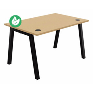Bureau droit Burocolor A avec obturateurs - L.120 x P.80 cm - Plateau Hêtre - Pieds Noir Bureau droit Burocolor A avec obturateurs - L.120 x P.80 cm - Plateau Hêtre - Pieds Noir