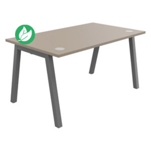 Bureau droit Burocolor A avec obturateurs - L.140 x P.80 cm - Plateau Argile - Pieds Aluminium Bureau droit Burocolor A avec obturateurs - L.140 x P.80 cm - Plateau Argile - Pieds Aluminium