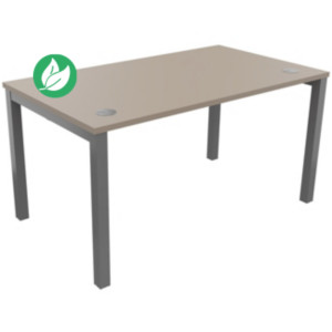 Bureau droit Burocolor avec obturateurs - L.140 x P.80 cm - Plateau Argile - Pieds Aluminium Bureau droit Burocolor avec obturateurs - L.140 x P.80 cm - Plateau Argile - Pieds Aluminium