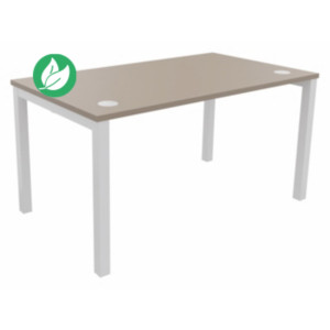 Bureau droit Burocolor avec obturateurs - L.140 x P.80 cm - Plateau Argile - Pieds Blanc Bureau droit Burocolor avec obturateurs - L.140 x P.80 cm - Plateau Argile - Pieds Blanc