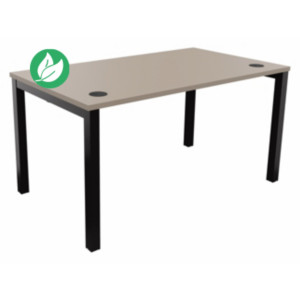 Bureau droit Burocolor avec obturateurs - L.140 x P.80 cm - Plateau Argile - Pieds Noir Bureau droit Burocolor avec obturateurs - L.140 x P.80 cm - Plateau Argile - Pieds Noir