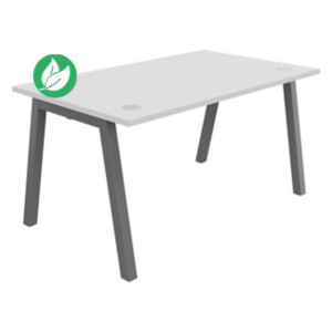 Bureau droit Burocolor A avec obturateurs - L.140 x P.80 cm - Plateau Blanc - Pieds Aluminium Bureau droit Burocolor A avec obturateurs - L.140 x P.80 cm - Plateau Blanc - Pieds Aluminium