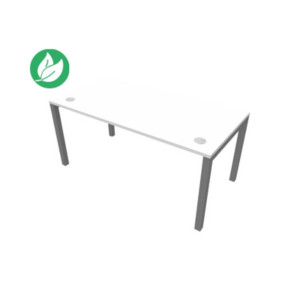 Bureau droit Burocolor avec obturateurs - L.140 x P.80 cm - Plateau Blanc - Pieds Aluminium Bureau droit Burocolor avec obturateurs - L.140 x P.80 cm - Plateau Blanc - Pieds Aluminium