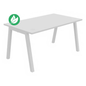 Bureau droit Burocolor A avec obturateurs - L.140 x P.80 cm - Plateau Blanc - Pieds Blanc Bureau droit Burocolor A avec obturateurs - L.140 x P.80 cm - Plateau Blanc - Pieds Blanc