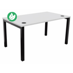Bureau droit Burocolor avec obturateurs - L.140 x P.80 cm - Plateau Blanc - Pieds Noir Bureau droit Burocolor avec obturateurs - L.140 x P.80 cm - Plateau Blanc - Pieds Noir