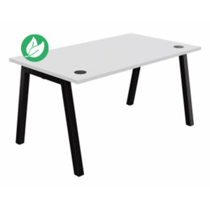 Bureau droit Burocolor A avec obturateurs - L.140 x P.80 cm - Plateau Blanc - Pieds Noir Bureau droit Burocolor A avec obturateurs - L.140 x P.80 cm - Plateau Blanc - Pieds Noir