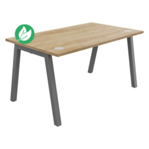 Bureau droit Burocolor A avec obturateurs - L.140 x P.80 cm - Plateau Chêne Nebraska - Pieds Aluminium Bureau droit Burocolor A avec obturateurs - L.140 x P.80 cm - Plateau Chêne Nebraska - Pieds Aluminium