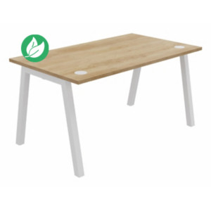 Bureau droit Burocolor A avec obturateurs - L.140 x P.80 cm - Plateau Chêne Nebraska - Pieds Blanc Bureau droit Burocolor A avec obturateurs - L.140 x P.80 cm - Plateau Chêne Nebraska - Pieds Blanc