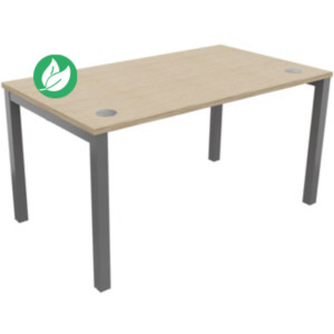 Bureau droit Burocolor avec obturateurs - L.140 x P.80 cm - Plateau Chêne - Pieds Aluminium Bureau droit Burocolor avec obturateurs - L.140 x P.80 cm - Plateau Chêne - Pieds Aluminium