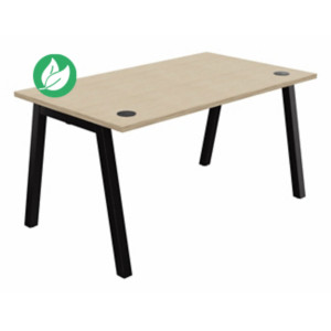 Bureau droit Burocolor A avec obturateurs - L.140 x P.80 cm - Plateau Chêne - Pieds Noir Bureau droit Burocolor A avec obturateurs - L.140 x P.80 cm - Plateau Chêne - Pieds Noir