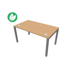 Bureau droit Burocolor avec obturateurs - L.140 x P.80 cm - Plateau Hêtre - Pieds Aluminium Bureau droit Burocolor avec obturateurs - L.140 x P.80 cm - Plateau Hêtre - Pieds Aluminium