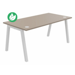 Bureau droit Burocolor A avec obturateurs - L.160 x P.80 cm - Plateau Argile - Pieds Blanc Bureau droit Burocolor A avec obturateurs - L.160 x P.80 cm - Plateau Argile - Pieds Blanc