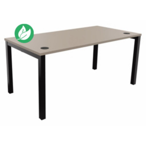 Bureau droit Burocolor avec obturateurs - L.160 x P.80 cm - Plateau Argile - Pieds Noir Bureau droit Burocolor avec obturateurs - L.160 x P.80 cm - Plateau Argile - Pieds Noir