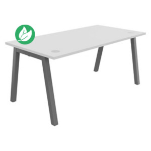 Bureau droit Burocolor A avec obturateurs - L.160 x P.80 cm - Plateau Blanc - Pieds Aluminium Bureau droit Burocolor A avec obturateurs - L.160 x P.80 cm - Plateau Blanc - Pieds Aluminium