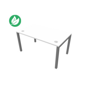 Bureau droit Burocolor avec obturateurs - L.160 x P.80 cm - Plateau Blanc - Pieds Aluminium Bureau droit Burocolor avec obturateurs - L.160 x P.80 cm - Plateau Blanc - Pieds Aluminium