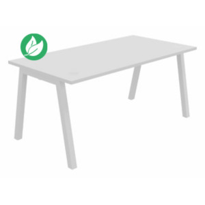 Bureau droit Burocolor A avec obturateurs - L.160 x P.80 cm - Plateau Blanc - Pieds Blanc Bureau droit Burocolor A avec obturateurs - L.160 x P.80 cm - Plateau Blanc - Pieds Blanc