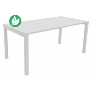 Bureau droit Burocolor avec obturateurs - L.160 x P.80 cm - Plateau Blanc - Pieds Blanc