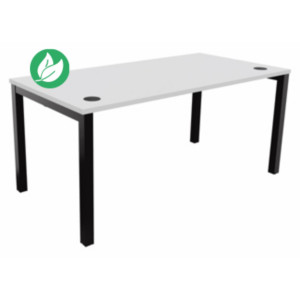 Bureau droit Burocolor avec obturateurs - L.160 x P.80 cm - Plateau Blanc - Pieds Noir Bureau droit Burocolor avec obturateurs - L.160 x P.80 cm - Plateau Blanc - Pieds Noir