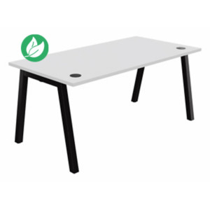 Bureau droit Burocolor A avec obturateurs - L.160 x P.80 cm - Plateau Blanc - Pieds Noir Bureau droit Burocolor A avec obturateurs - L.160 x P.80 cm - Plateau Blanc - Pieds Noir