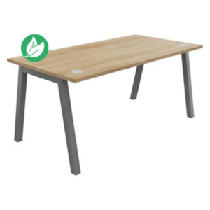 Bureau droit Burocolor A avec obturateurs - L.160 x P.80 cm - Plateau Chêne Nebraska - Pieds Aluminium Bureau droit Burocolor A avec obturateurs - L.160 x P.80 cm - Plateau Chêne Nebraska - Pieds Aluminium