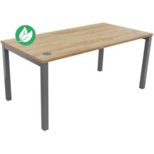 Bureau droit Burocolor avec obturateurs - L.160 x P.80 cm - Plateau Chêne Nebraska - Pieds Aluminium Bureau droit Burocolor avec obturateurs - L.160 x P.80 cm - Plateau Chêne Nebraska - Pieds Aluminium