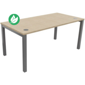 Bureau droit Burocolor avec obturateurs - L.160 x P.80 cm - Plateau Chêne - Pieds Aluminium Bureau droit Burocolor avec obturateurs - L.160 x P.80 cm - Plateau Chêne - Pieds Aluminium