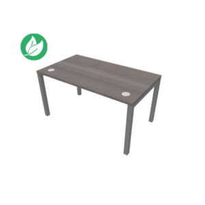 Bureau droit Burocolor avec obturateurs - L.160 x P.80 cm - Plateau Cèdre - Pieds Aluminium Bureau droit Burocolor avec obturateurs - L.160 x P.80 cm - Plateau Cèdre - Pieds Aluminium