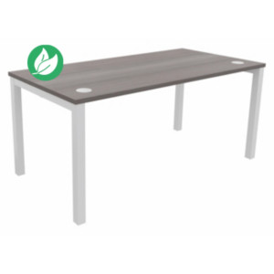 Bureau droit Burocolor avec obturateurs - L.160 x P.80 cm - Plateau Cèdre - Pieds Blanc Bureau droit Burocolor avec obturateurs - L.160 x P.80 cm - Plateau Cèdre - Pieds Blanc