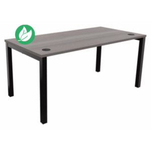 Bureau droit Burocolor avec obturateurs - L.160 x P.80 cm - Plateau Cèdre - Pieds Noir Bureau droit Burocolor avec obturateurs - L.160 x P.80 cm - Plateau Cèdre - Pieds Noir