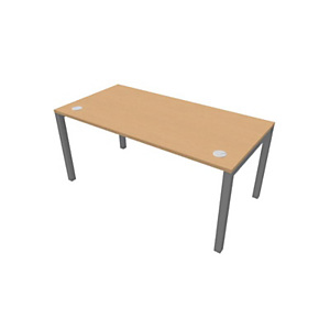 Bureau droit Burocolor avec obturateurs - L.160 x P.80 cm - Plateau HĂŞtre - Pieds Aluminium